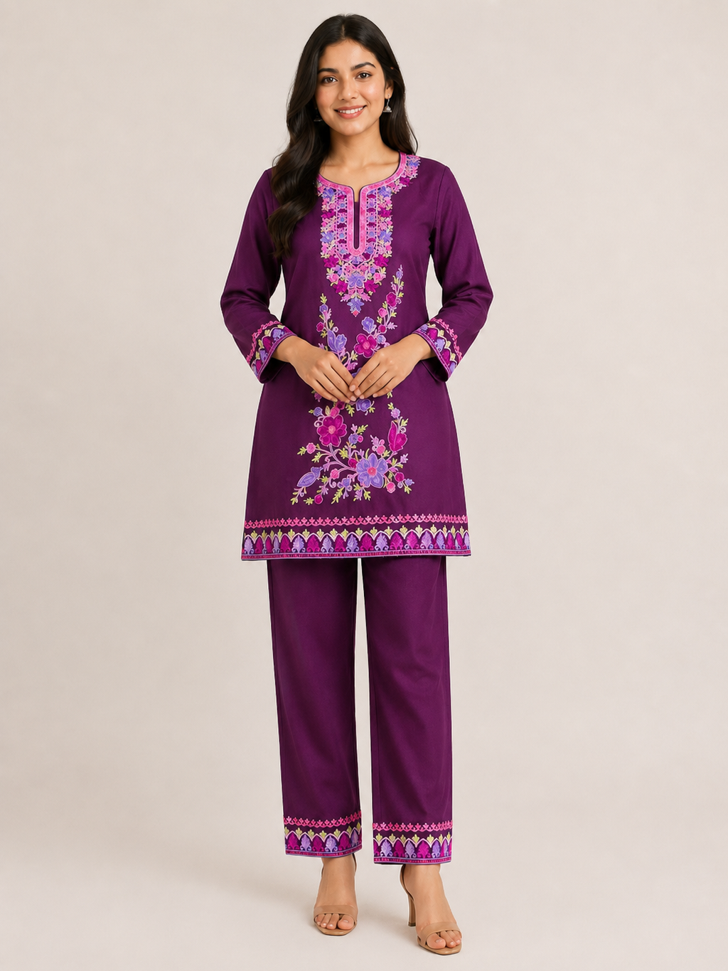 Floral Meadow Embroidered Kurta & Trouser Set