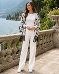 Printed Fringe Knit Shrug / Wrap – Stylish Winter Layer