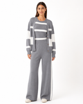Cozy Soft Knit 3-Pc Matching Set - Wide Leg Pants, Sweater Vest & Cardigan