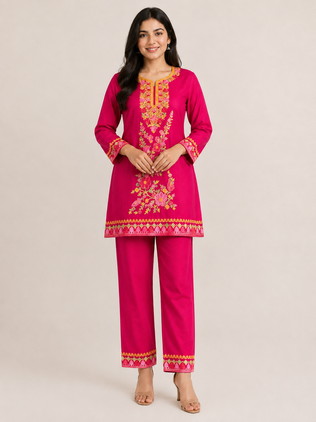 Floral Meadow Embroidered Kurta & Trouser Set