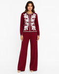 Burgundy Floral Knit Co-ord Set