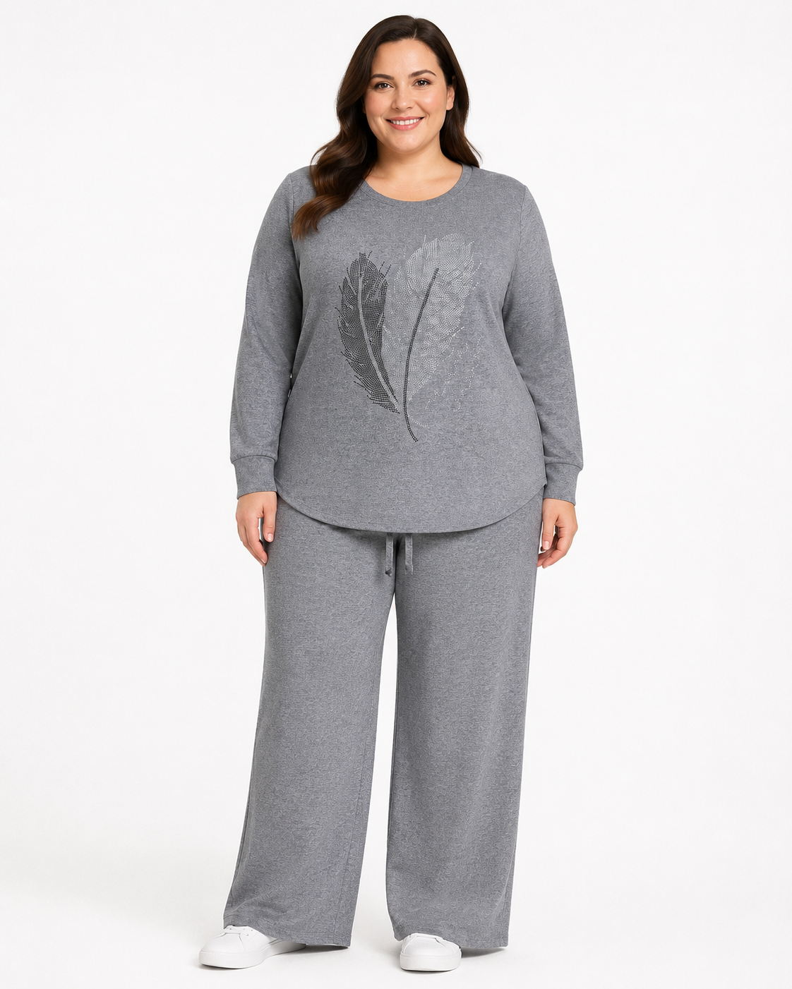 Super cozy and stylish gray knit 2-piece lounge set!