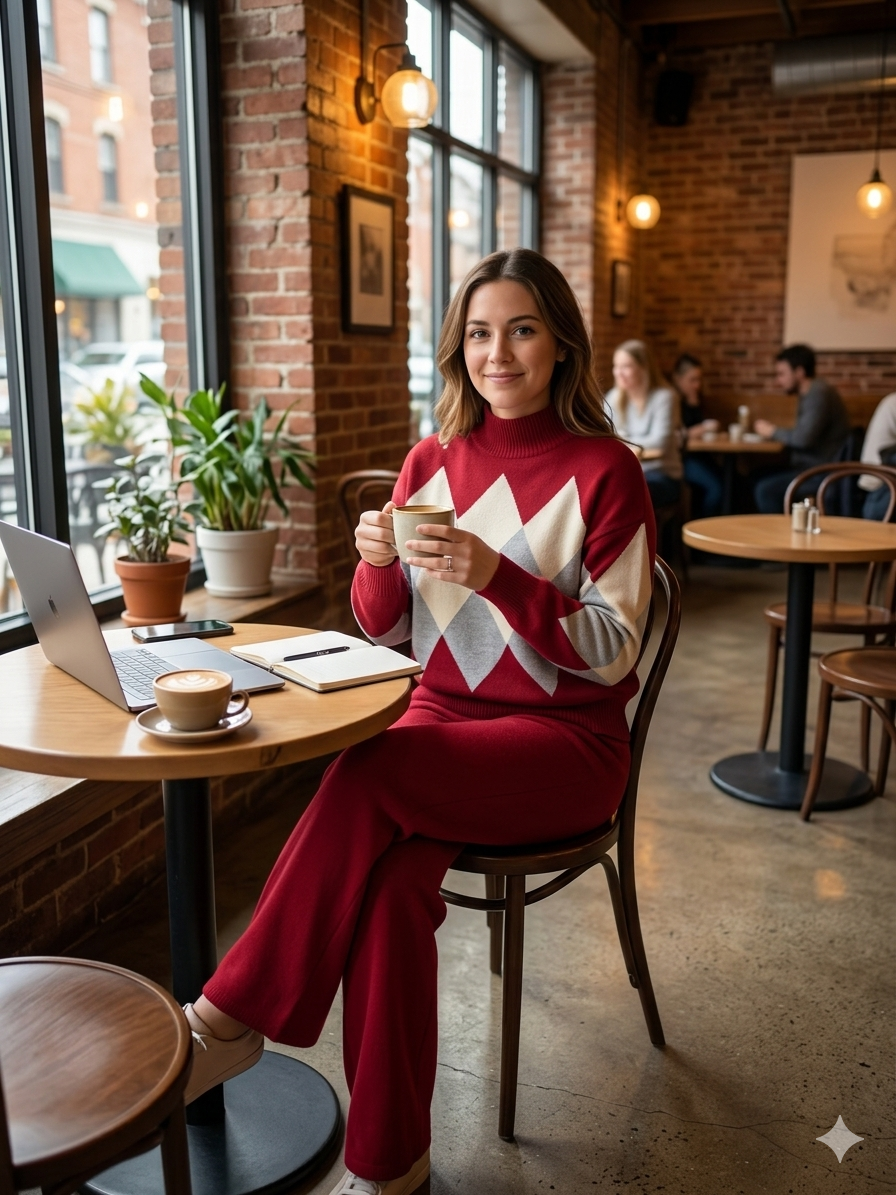 Elegant Argyle Knit Set