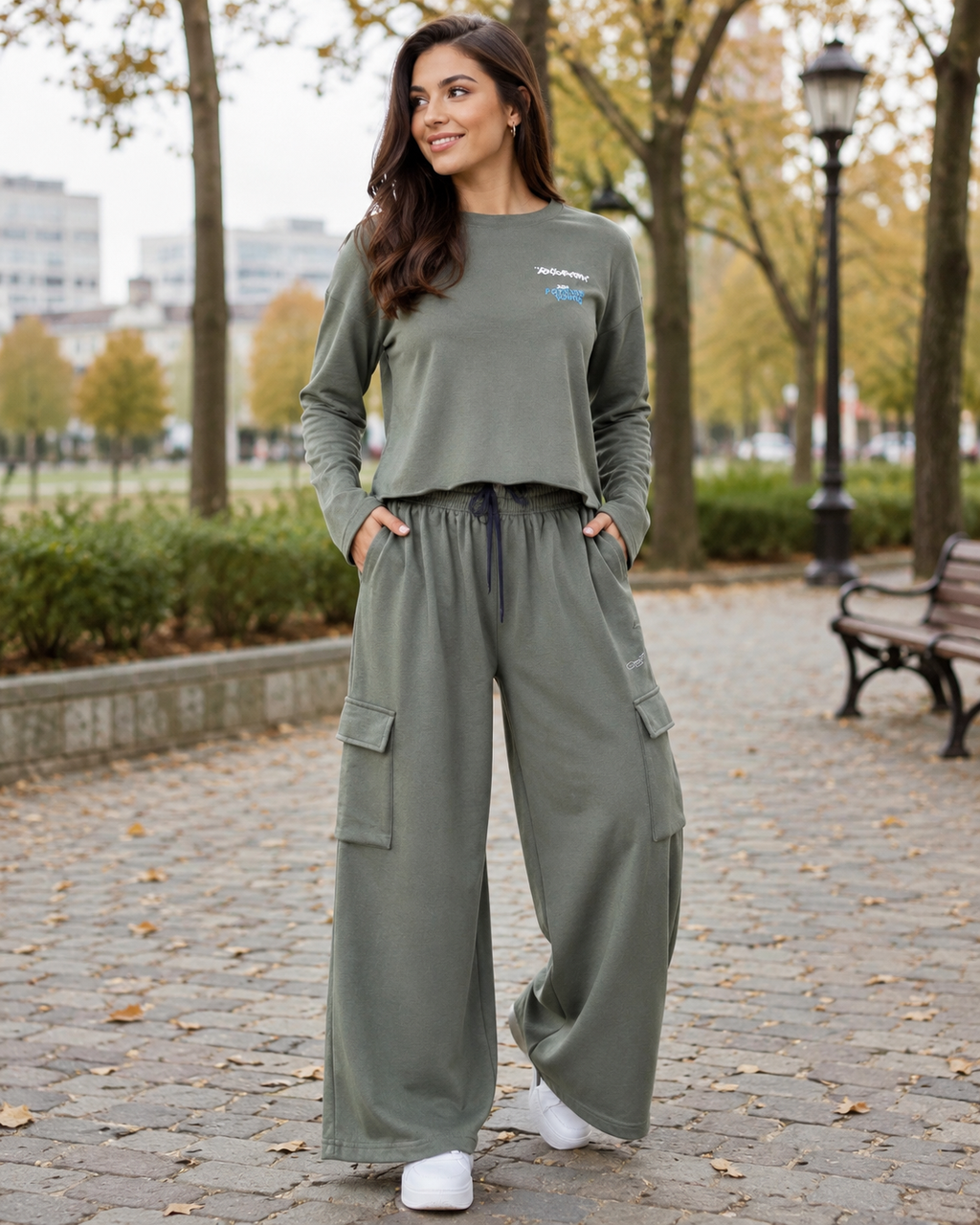 Casual Wide-Leg Cargo Co-Ord Set