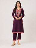 Festive Floral Embroidered Kurta & Trouser Set