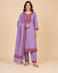 Traditional Geometric Embroidered 3-Piece Salwar Suit Set