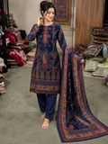 Royal Navy & Rusty Amber Karachi Woolen 3-Piece Suit Set